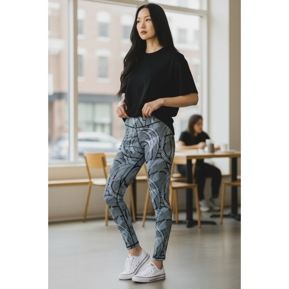 Zella Live In High Waist Leggings – Abstract Black/Gray Graphic Print – Size S - Picture 2 of 7